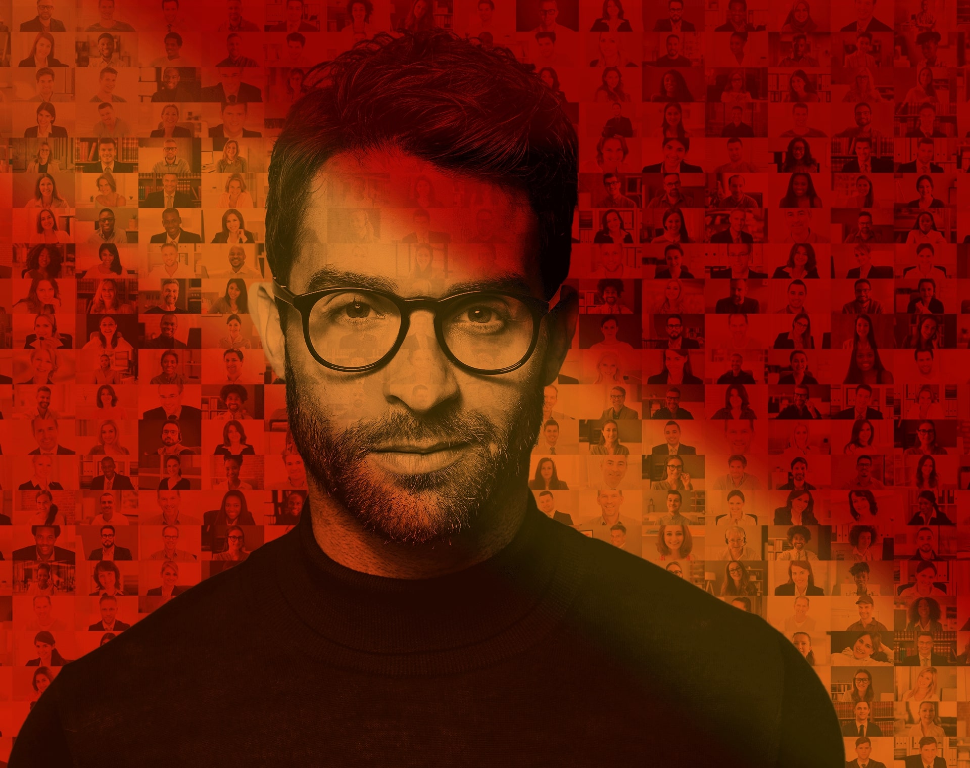 Welcome to Best Western - More than just a hotel Stylish, artistically designed portrait of a man against a dynamic red background - modern and inspiring design for the Best Western homepage